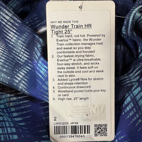 Lululemon SZ 2 Wunder Train 25" Crop Tight Abstract Hi-Rise Pocket Quick-Dry New - Picture 7 of 8